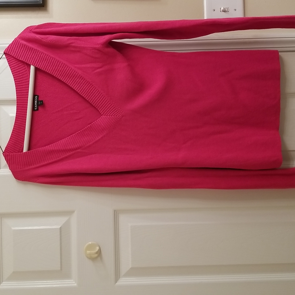 Express Hot Pink V neck Sweater